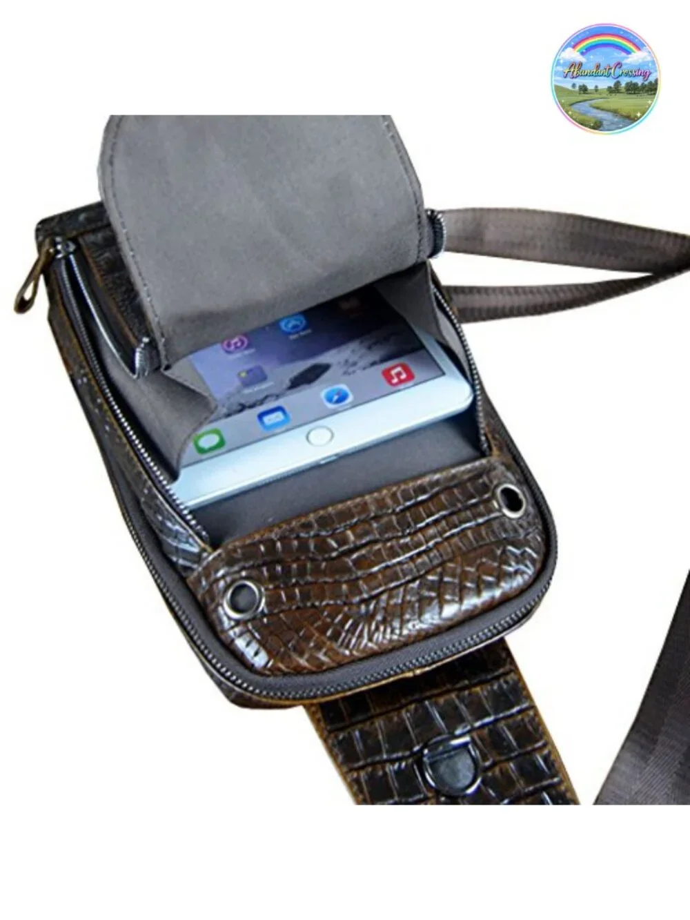 Genuine Leather Crocodile Sling Backpack Crossbody Shoulder Chest Pack for
